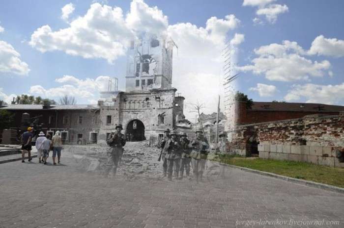 Суміщені військові і сучасні знімки Брестської фортеці (27 фото)