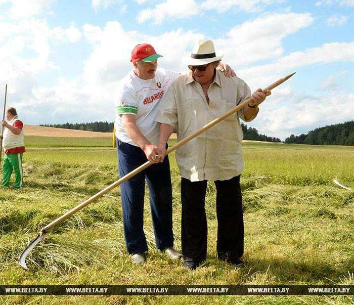 Жерар Депардьє і Олександр Лукашенко разом накосили сіна (6 фото)