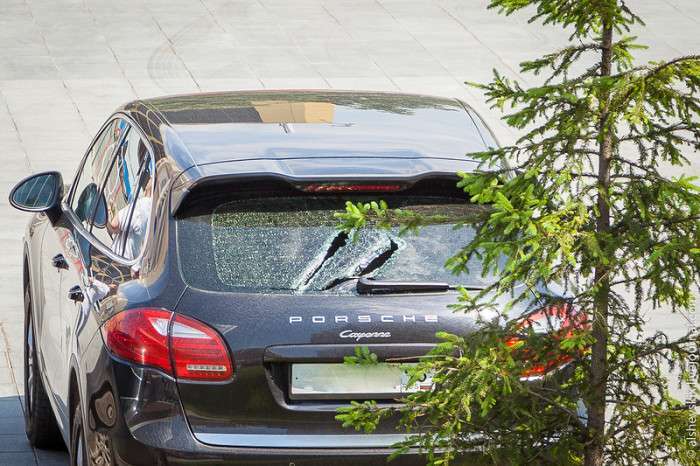 У Єкатеринбурзі людина з арматурою пошкодив машини біля будівлі законодавчих зборів (8 фото)