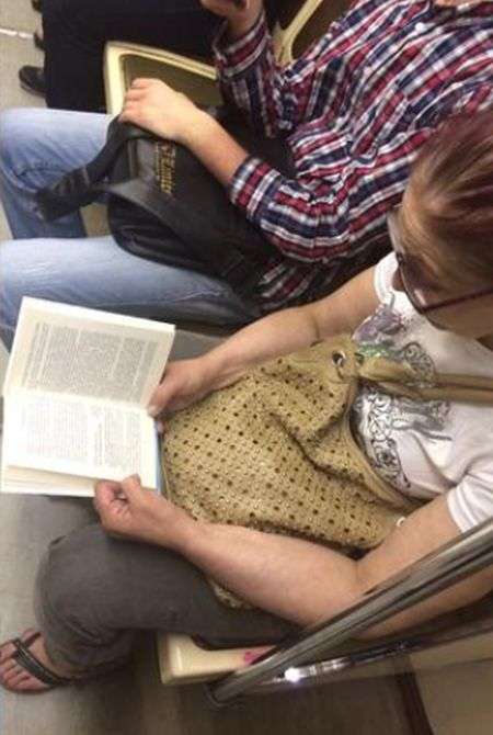 Незвичайна книга пасажирки метро (3 фото)